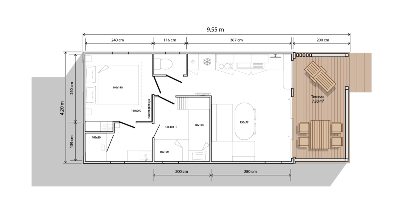 Plan mobil-home 2 chambres Living