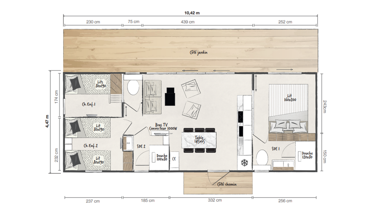Schema mobile-home 3 camere Key West 3 ch