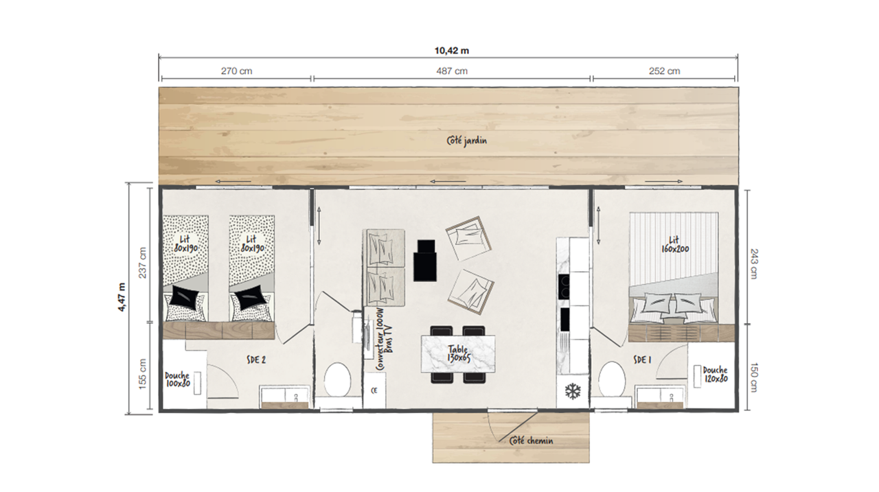Schema mobile-home 2 camere Key West 2 ch