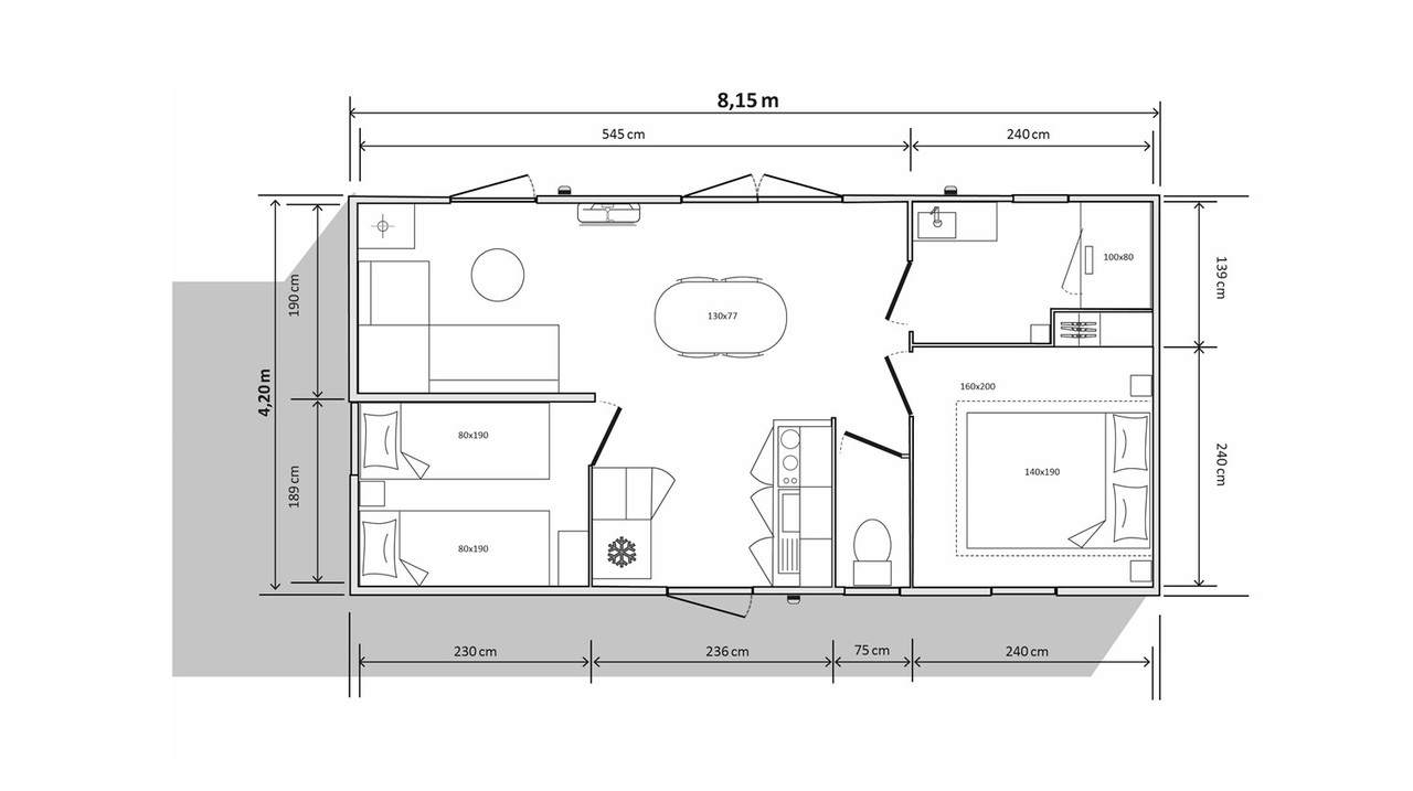 Plan mobile home 2 bedrooms 804 2-bed Garden Side